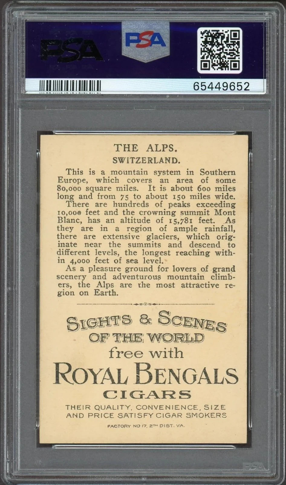 1911 T99 Sights & Scenes of the World THE ALPS (PSA 8 NM/M) Rare1