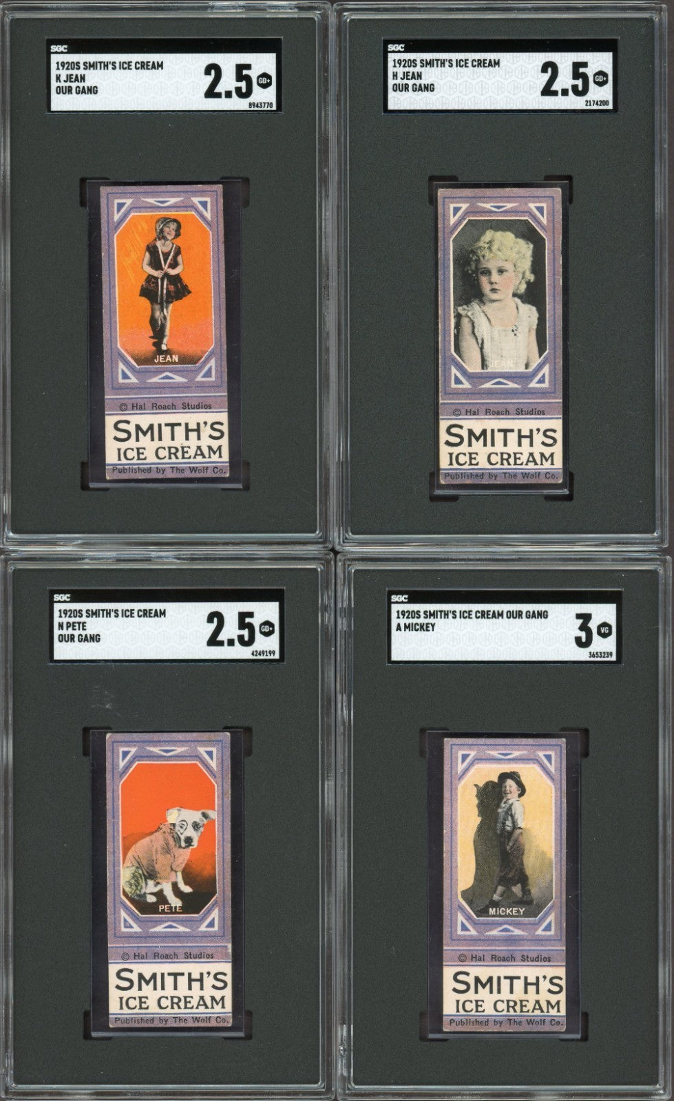 1920 F57 "Our Gang" Smith's Ice Cream Rare SGC-Graded Collection of 12 Cards3