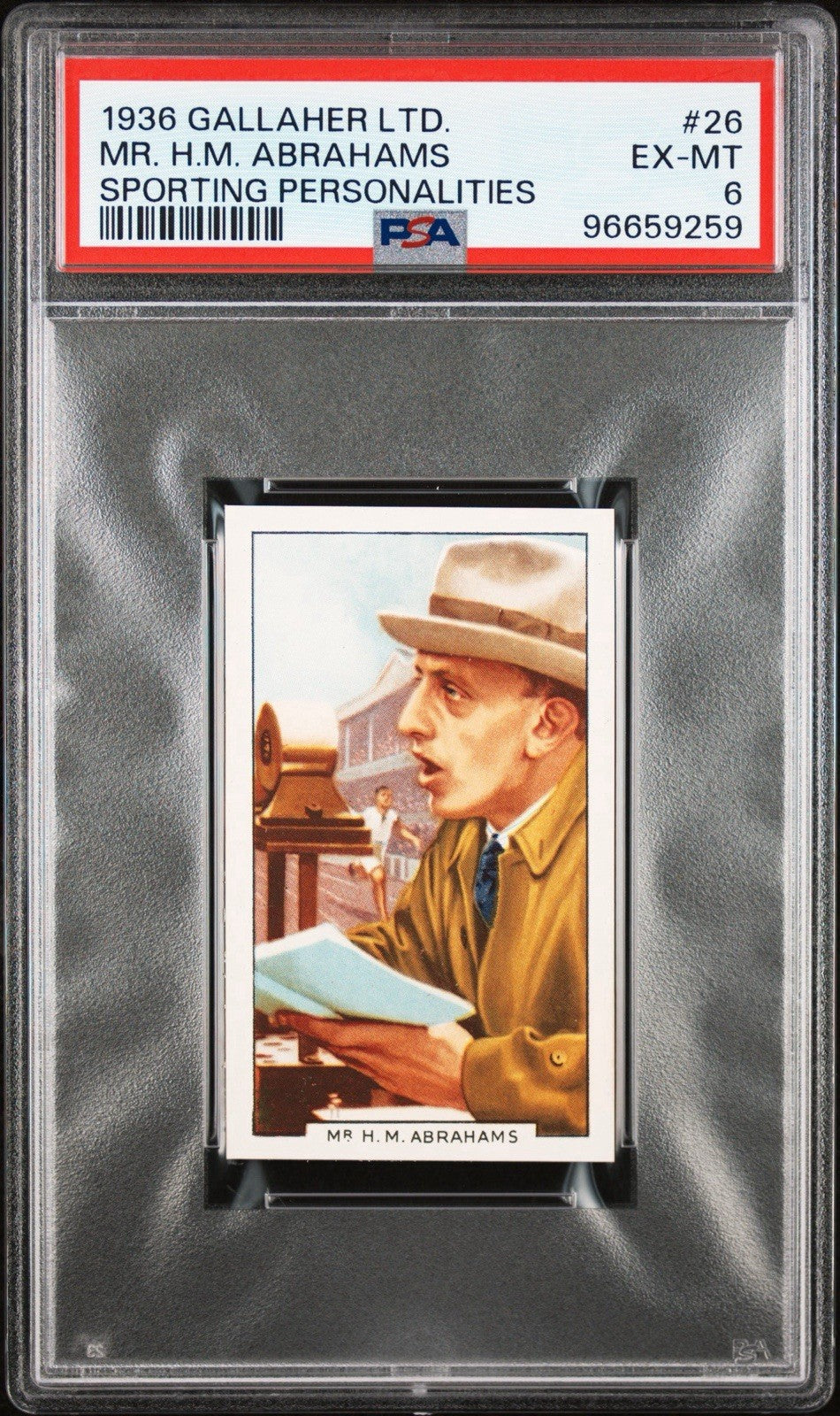 1936 Gallaher Sporting Personalities #26 H.M. Abrahams (PSA 6 EX/MT)0