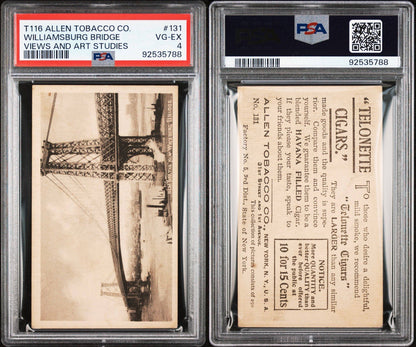1903 T116 Allen Tobacco Telonette #131 New York, Williamsburg Bridge PSA 4 VG/EX2