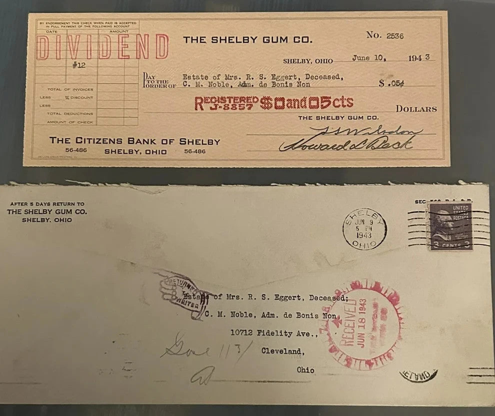 Shelby Gum Company 1924 Stock Certificate, Letterhead, Checks2