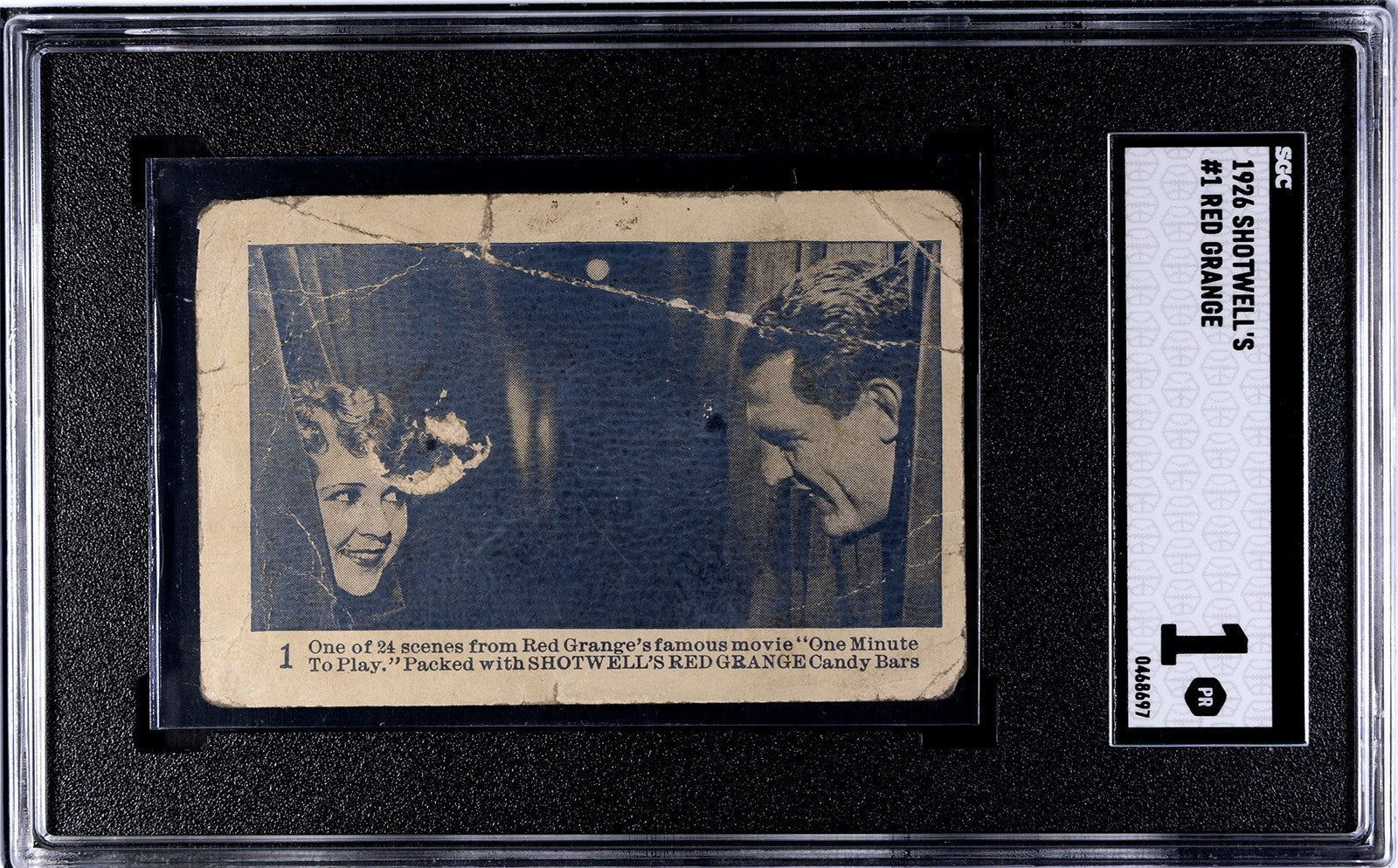1926 Shotwell Red Grange Candy Bars Rare #1 Card! Blank Back (SGC 1 PR) Poor0