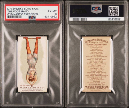 1887 W. Duke & Sons N77 GYMNASTICS EXERCISES (PSA 6 EX/MT) Foot Hang2