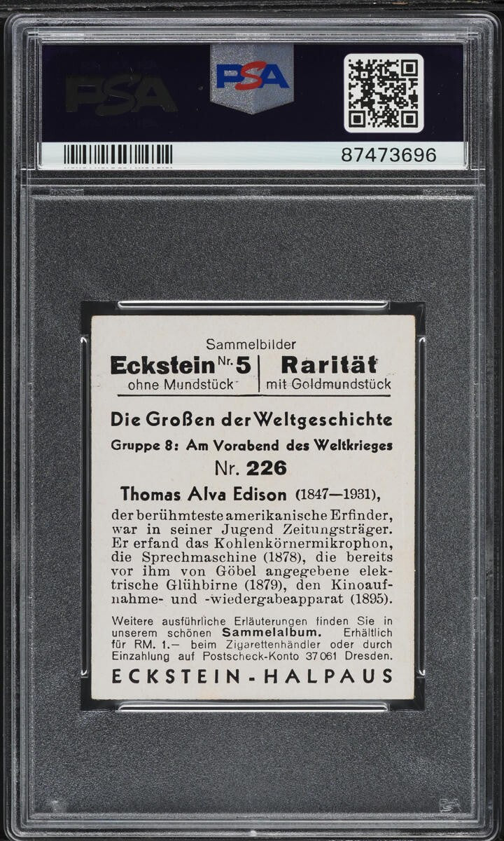 1934 Eckstein Halpaus #226 Thomas Alva Edison (PSA 5 EX) Inventor1