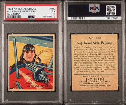 1934 National Chicle Sky Birds CARD Maj. D. Mck. Peterson (PSA 5 EX) #100 High2