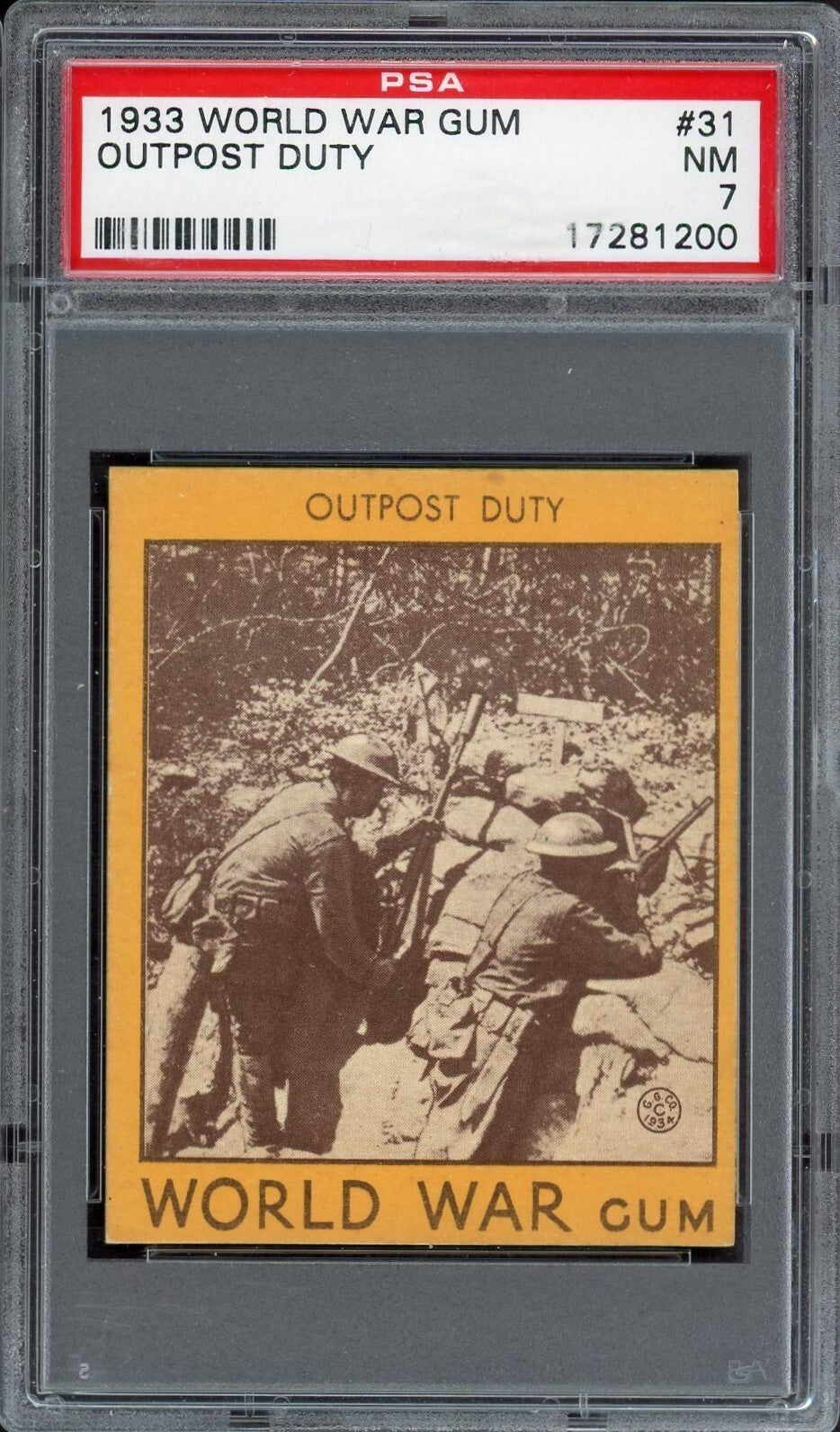 1933 Goudey 'World War Gum' Card #31 "Outpost Duty" (PSA 7 NM) WWI (None Higher)0