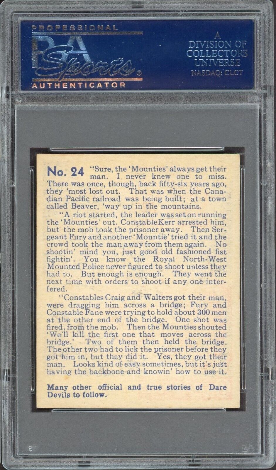 1933 R39 N. Chicle Dare Devils #24 Four Beat 300 (PSA 6 EX/MT) Canadian Mounties