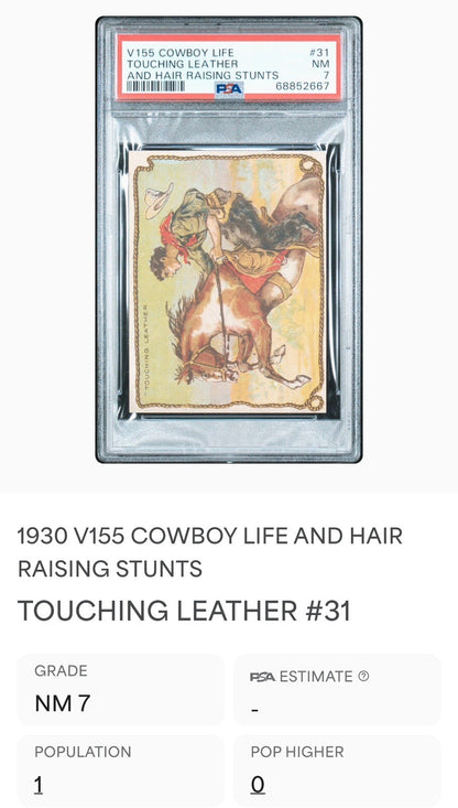1930 V155 Cowboy Life Ganong Rodeo Chocolate Bar #31 (PSA 7 NM)2