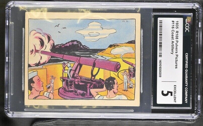 1935 R108 Pulver Co. Gum Pictures #116 Coast Artillery (CGC 5 EX)