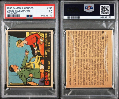 1936 Gum G Men & Heroes of the Law #158 (PSA 5 EX) Crime Telegraphs Its Loot2