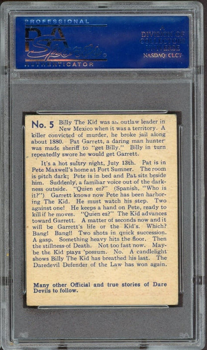 1933 R39 National Chicle Gum "Dare Devils" #5 BILLY THE KID (PSA 4 VG/EX)