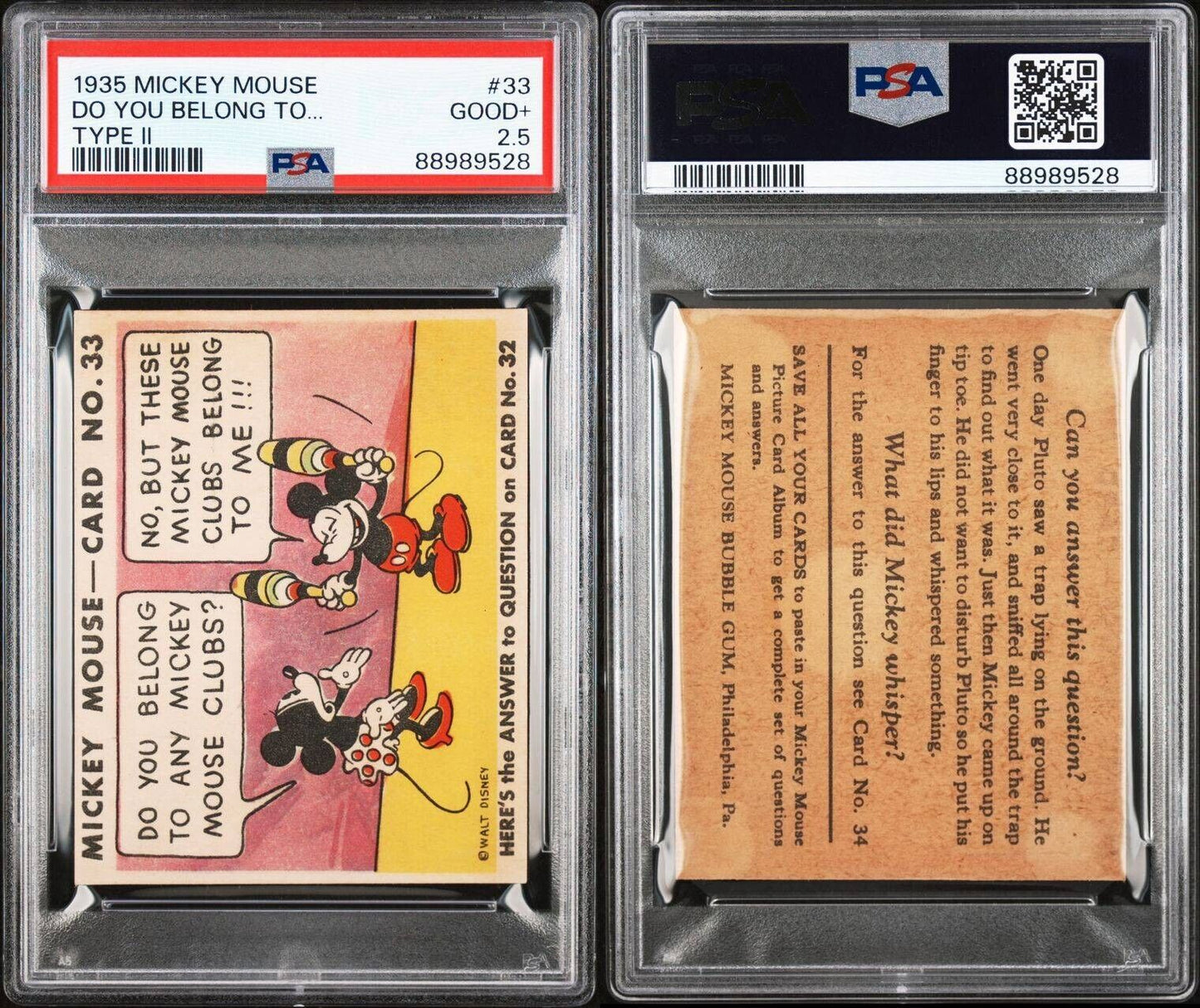 1935 R89 Mickey Mouse Gum Card #33 Do You Belong To... (PSA 2.5 Good+) Type II