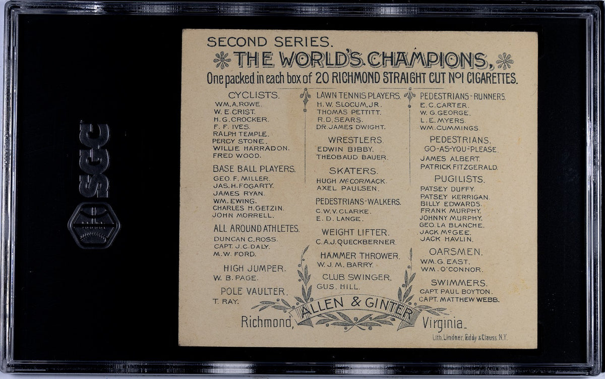 Set of (8) 1888 N43 Allen & Ginter World Champions CYCLISTS (SGC GRADED) 4.62514