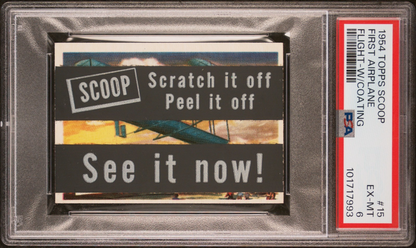 RARE 1954 TOPPS SCOOPS w/coating #15 WRIGHT BROTHERS (PSA 6 EXMT) First Airplane0