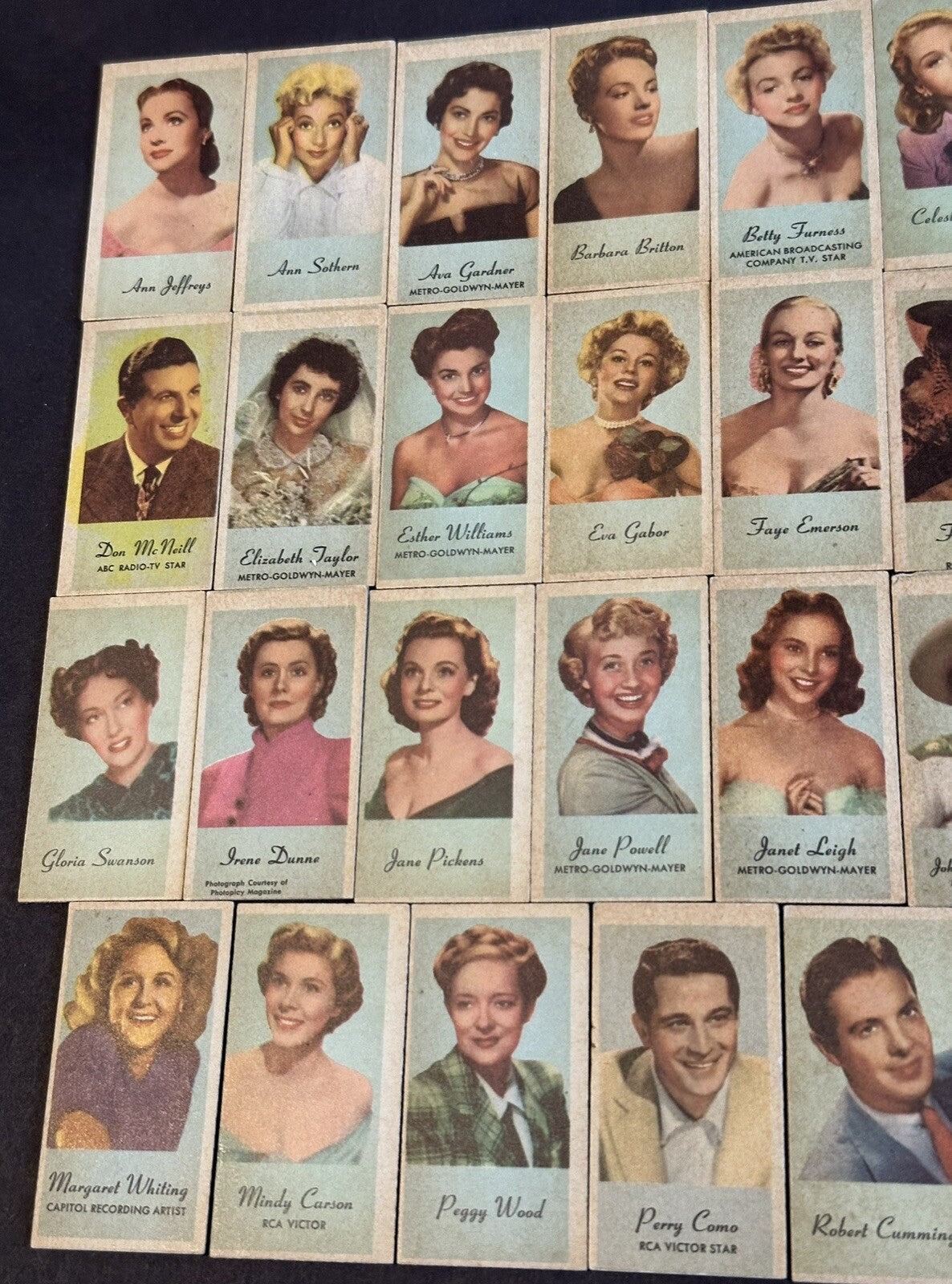 1954 Peerless Engrav o tints Portraits of Movie Stars Set (39) J. J. Newberry Co2