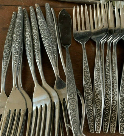 Outstanding Vintage SET (48 Pcs.) Stainless Flatware Mid Century Modern 3