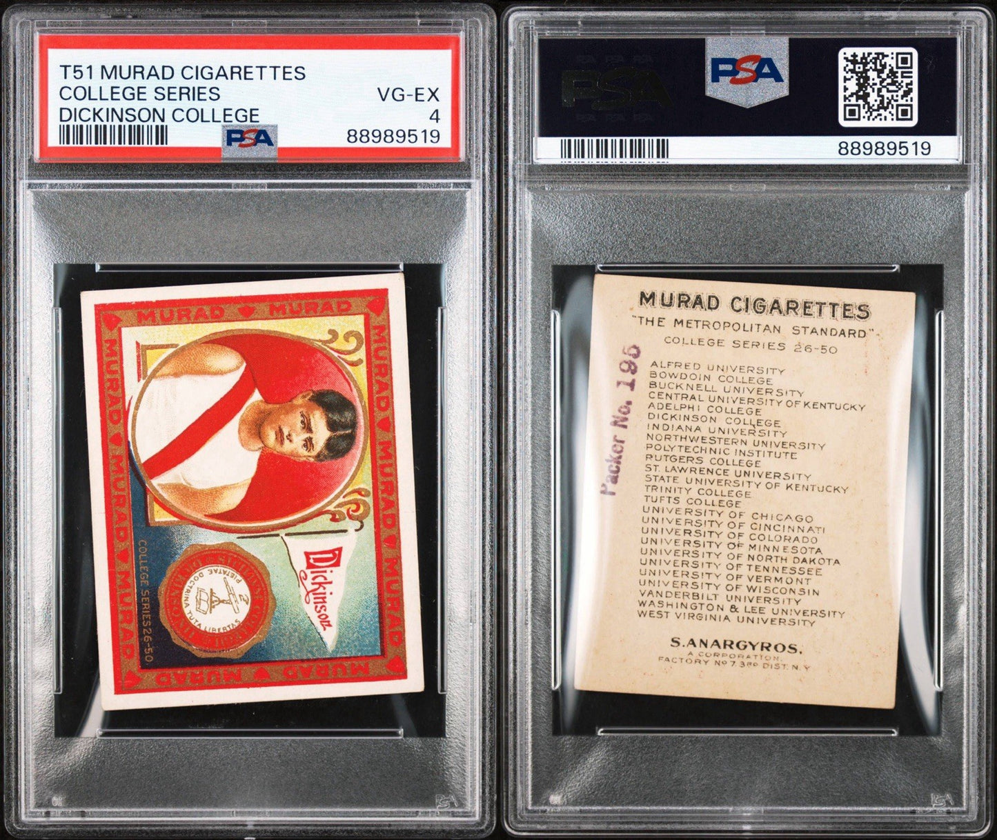 1909 T51 MURAD COLLEGE SERIES Dickinson College (PSA 4 VG/EX)2