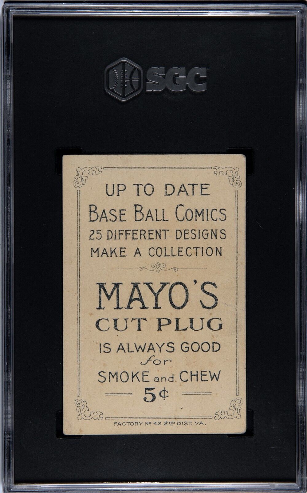 1900 T203 Mayos Cut Plug Baseball Comics "Right Over The Plate" (SGC 2.5 GD+)