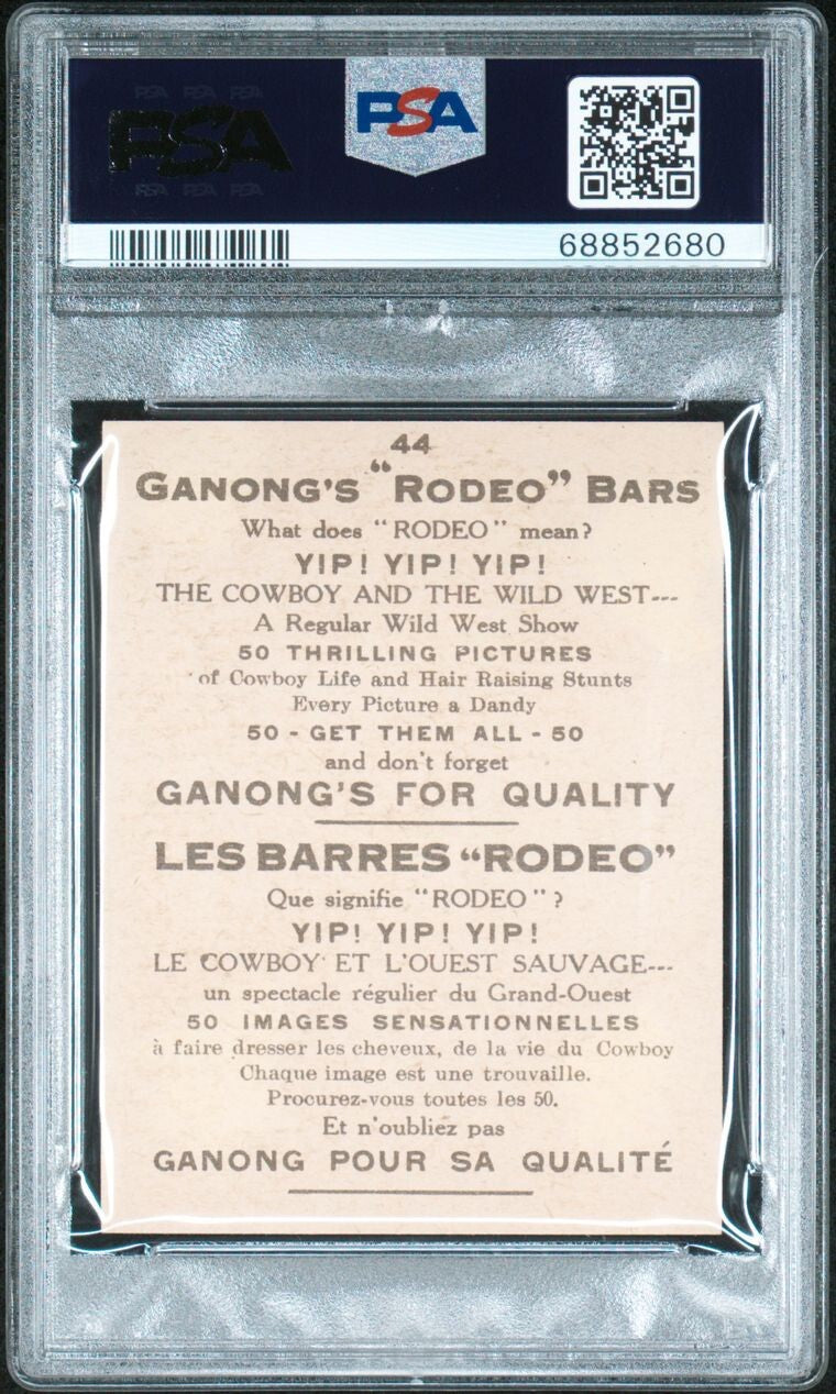 1930 V155 Cowboy Life Ganong Rodeo Chocolate Bar #44 (PSA 6 EX/MT)1