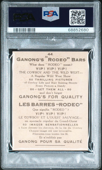 1930 V155 Cowboy Life Ganong Rodeo Chocolate Bar #44 (PSA 6 EX/MT)1