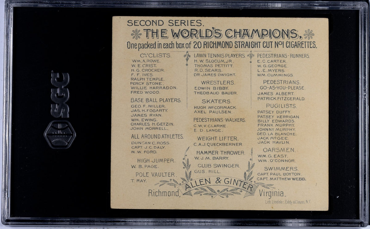 Set of (8) 1888 N43 Allen & Ginter World Champions CYCLISTS (SGC GRADED) 4.62512