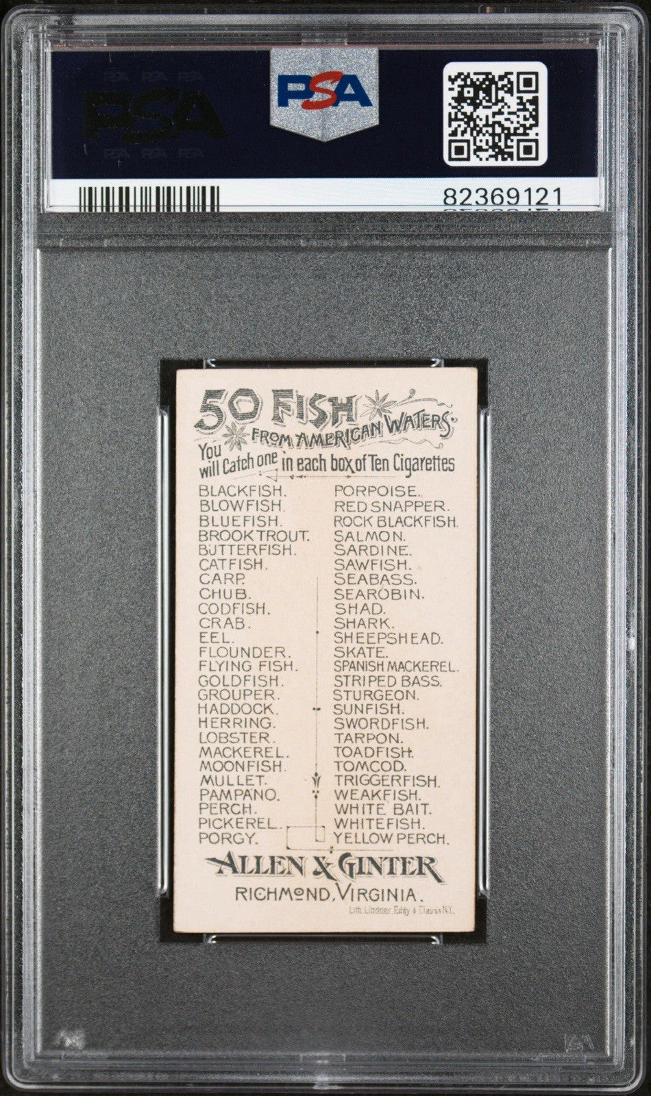 1889 N8 Allen & Ginter 50 FISH from American Waters (PSA 6 EX/MT) Moonfish1