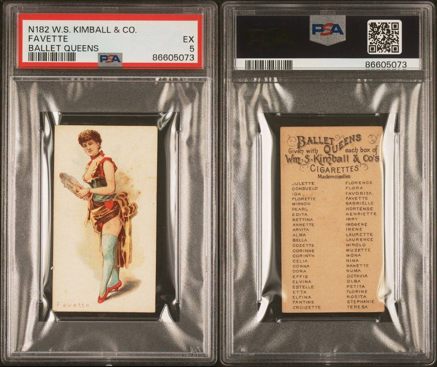 1889 W.S. Kimball & Co N182 BALLET QUEENS Favette (PSA 5 EX)