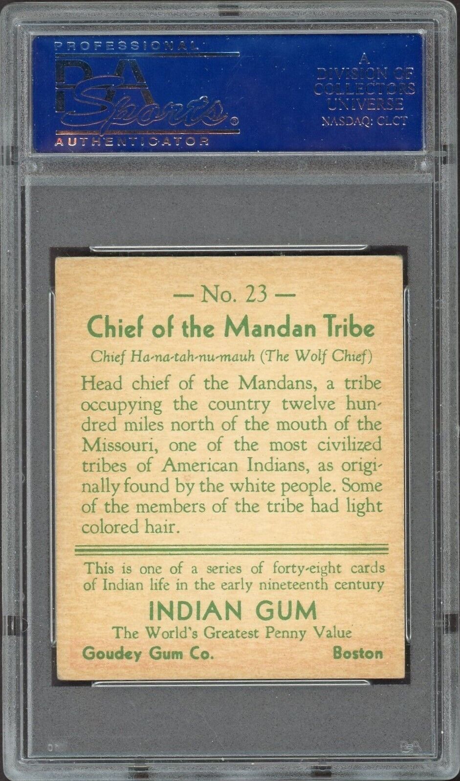 1933 Goudey Indian Gum (Series of 48) #23 Mandan Tribe (PSA 5 EX)