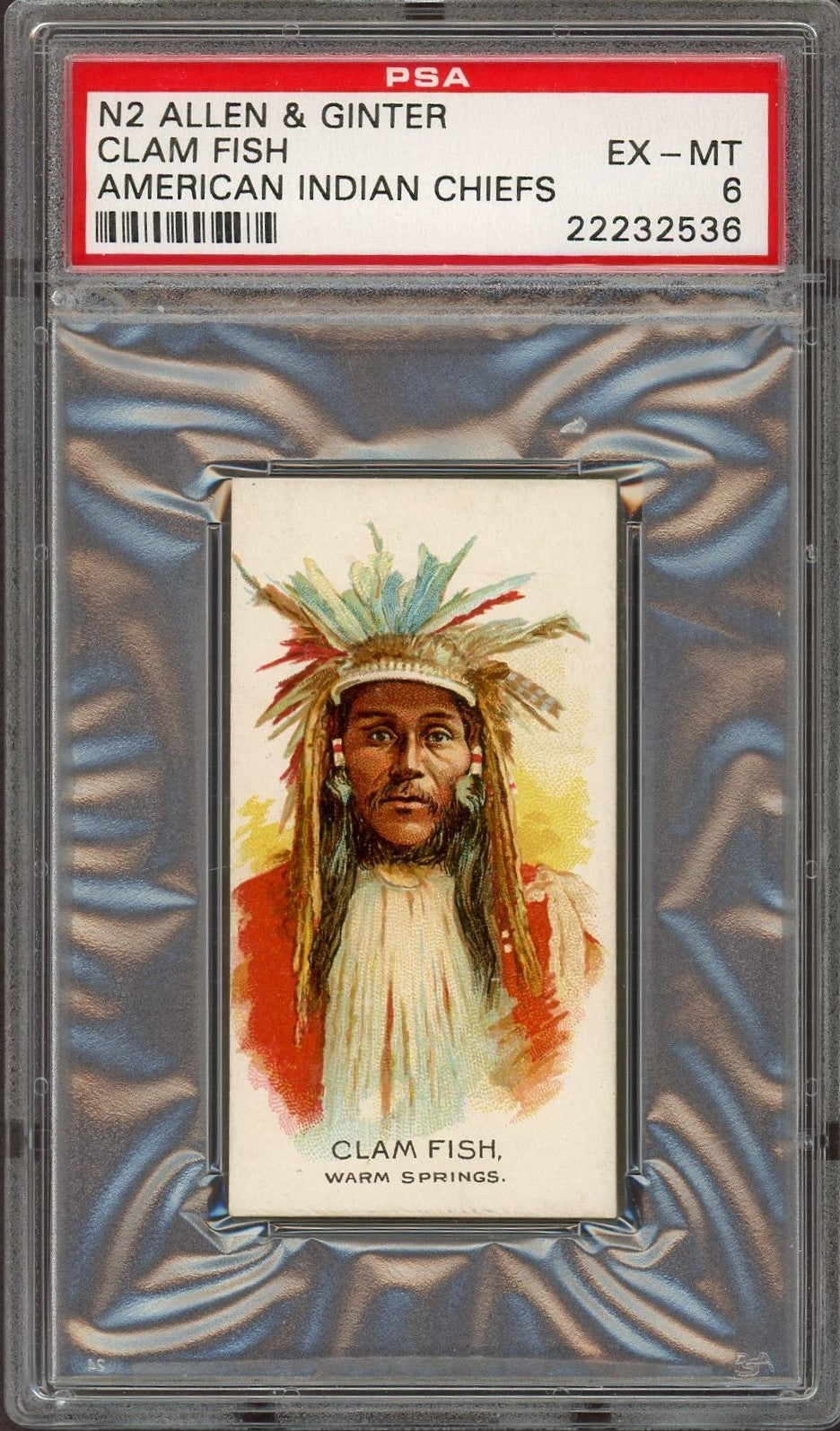 1888 N2 Allen & Ginter American Indian Chiefs (PSA 6 EX/MT) Clam Fish0