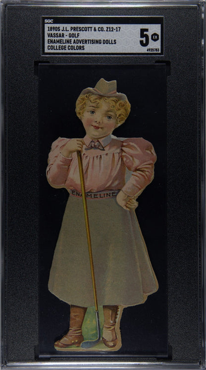 1899 Z12 J.L. Prescott & Co Enameline COLLEGE COLORS Vassar (SGC 5 EX) GOLF0
