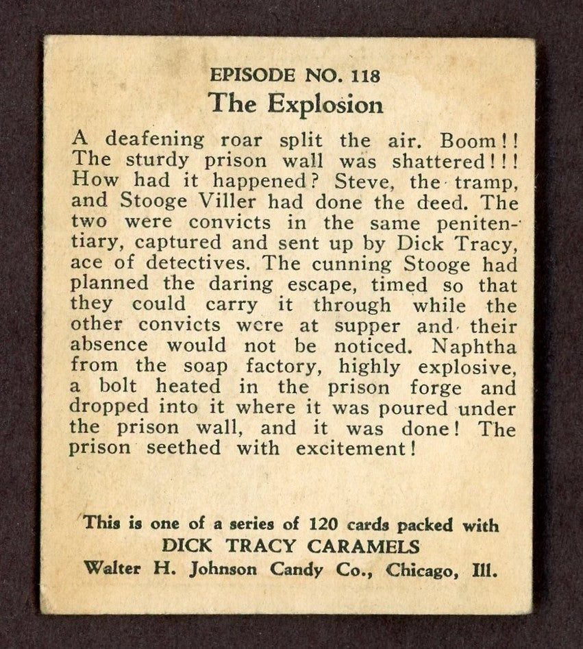 1937 Dick Tracy Caramels Card #118 The Explosion (Tough High Number)1