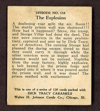 1937 Dick Tracy Caramels Card #118 The Explosion (Tough High Number)1