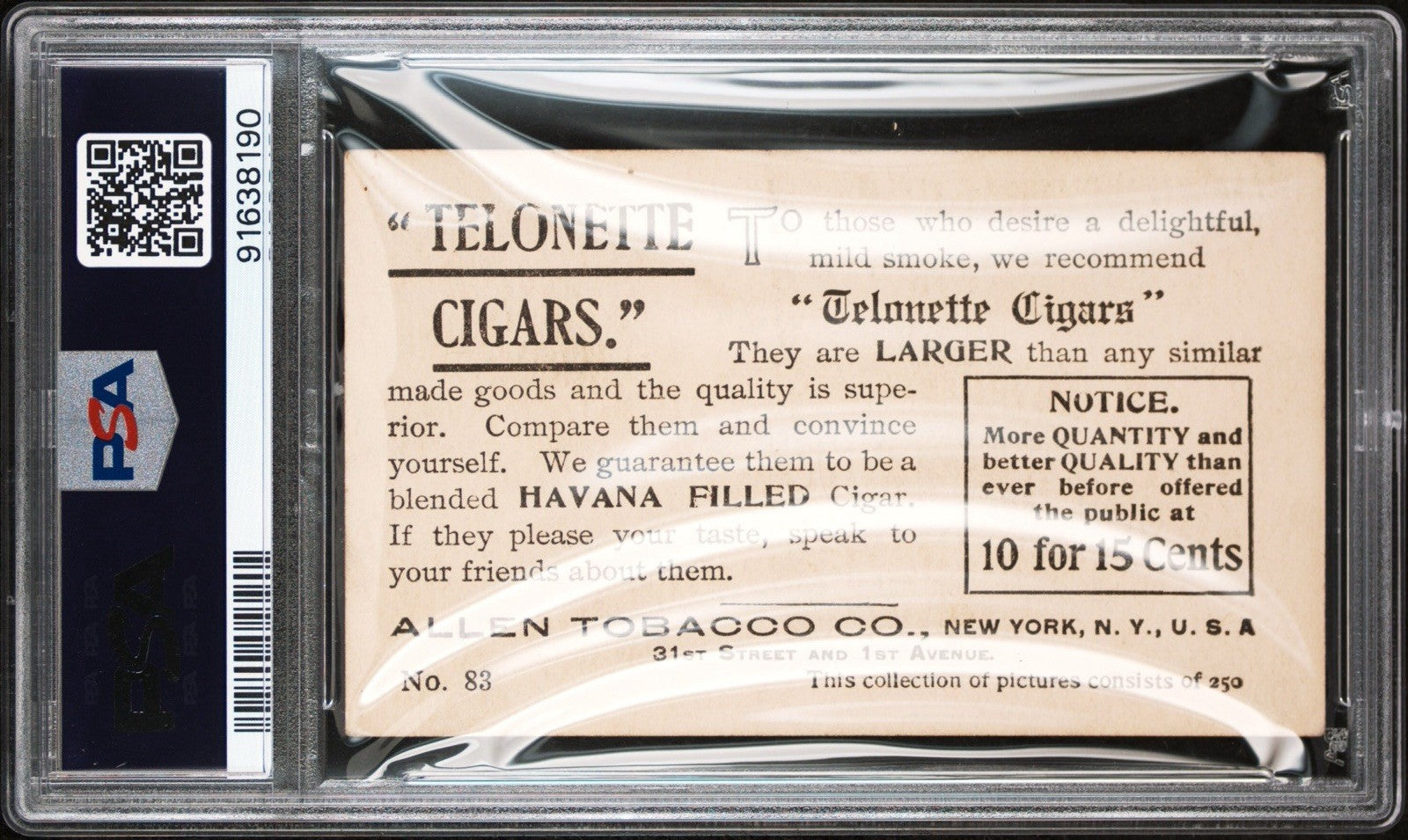 1903 T116 Allen Tobacco Telonette Art Studies #83 Country Waterfall PSA 4 VG/EX1