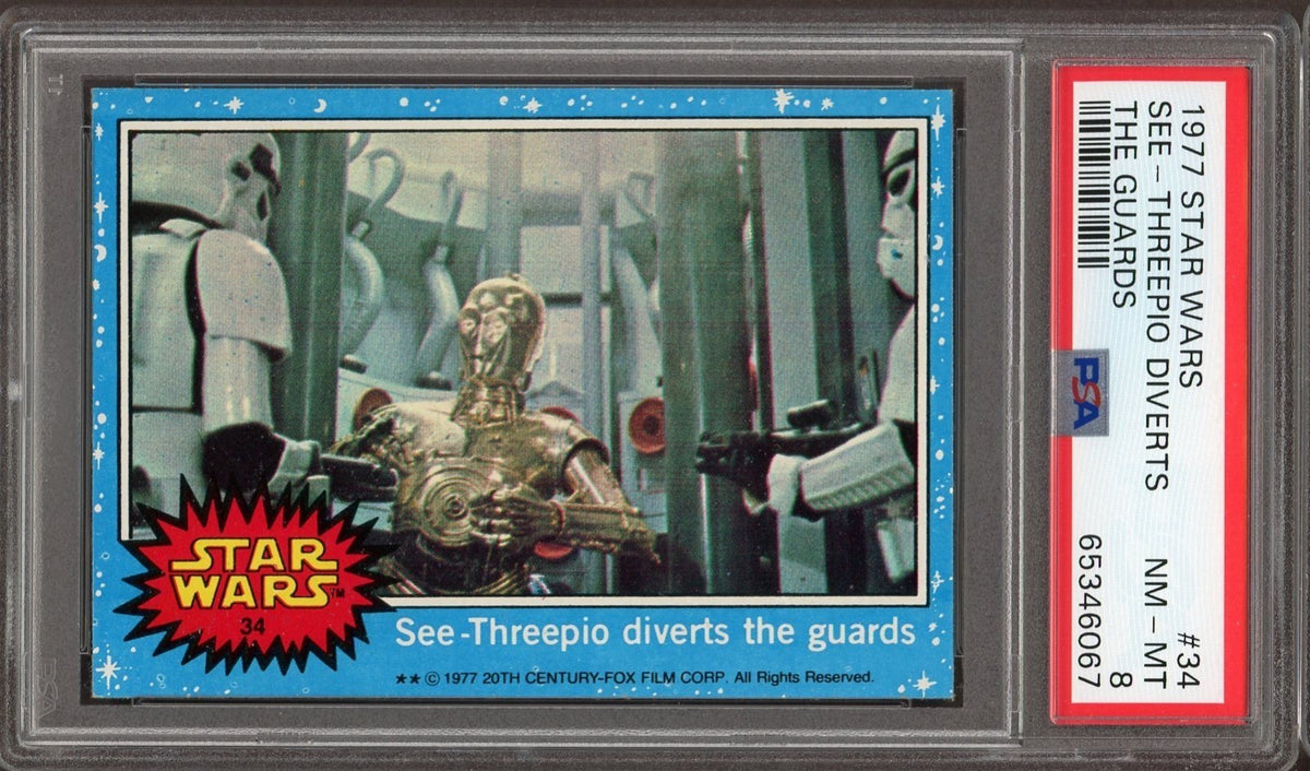 1977 Topps Star Wars #34 See-Threepio Diverts The Guards (PSA 8 NM/MT)0