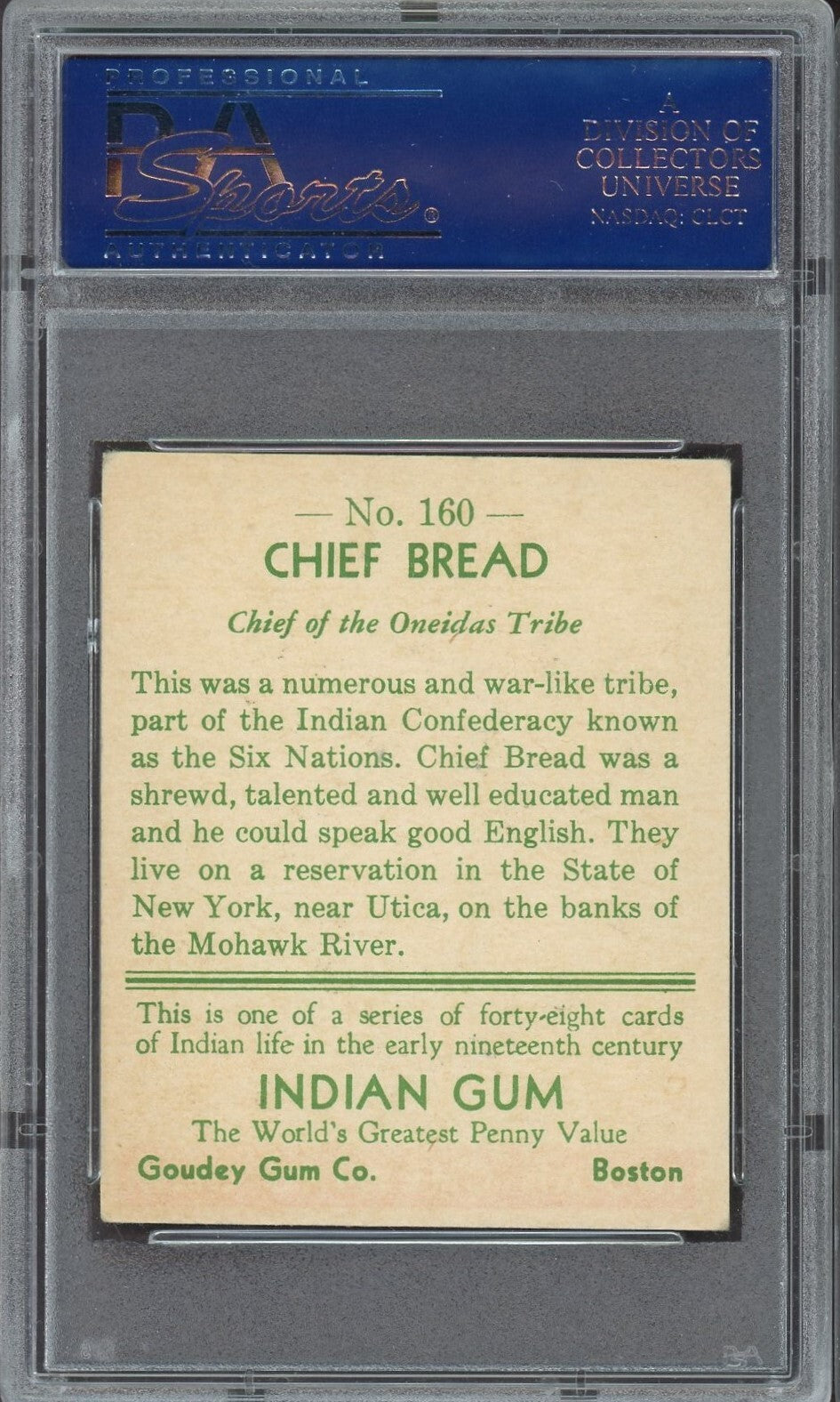 1933 Goudey INDIAN GUM (Series of 48) #160 Chief Bread  (PSA 6 EX/MT)1