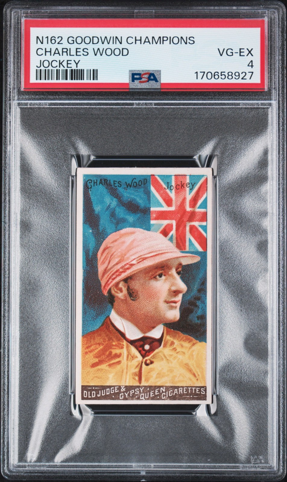 1888 N162 Goodwin Champions JOCKEY Charles Wood (PSA 4 VG/EX) Union Jack0