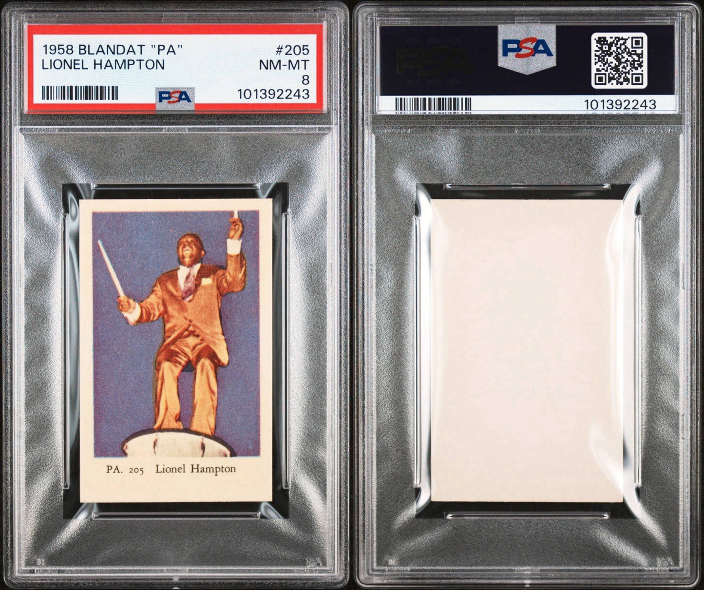 1958 Blandat Dutch Gum "PA" #205 Lionel Hampton (PSA 8 NM/MT) Pop 1 Highest1