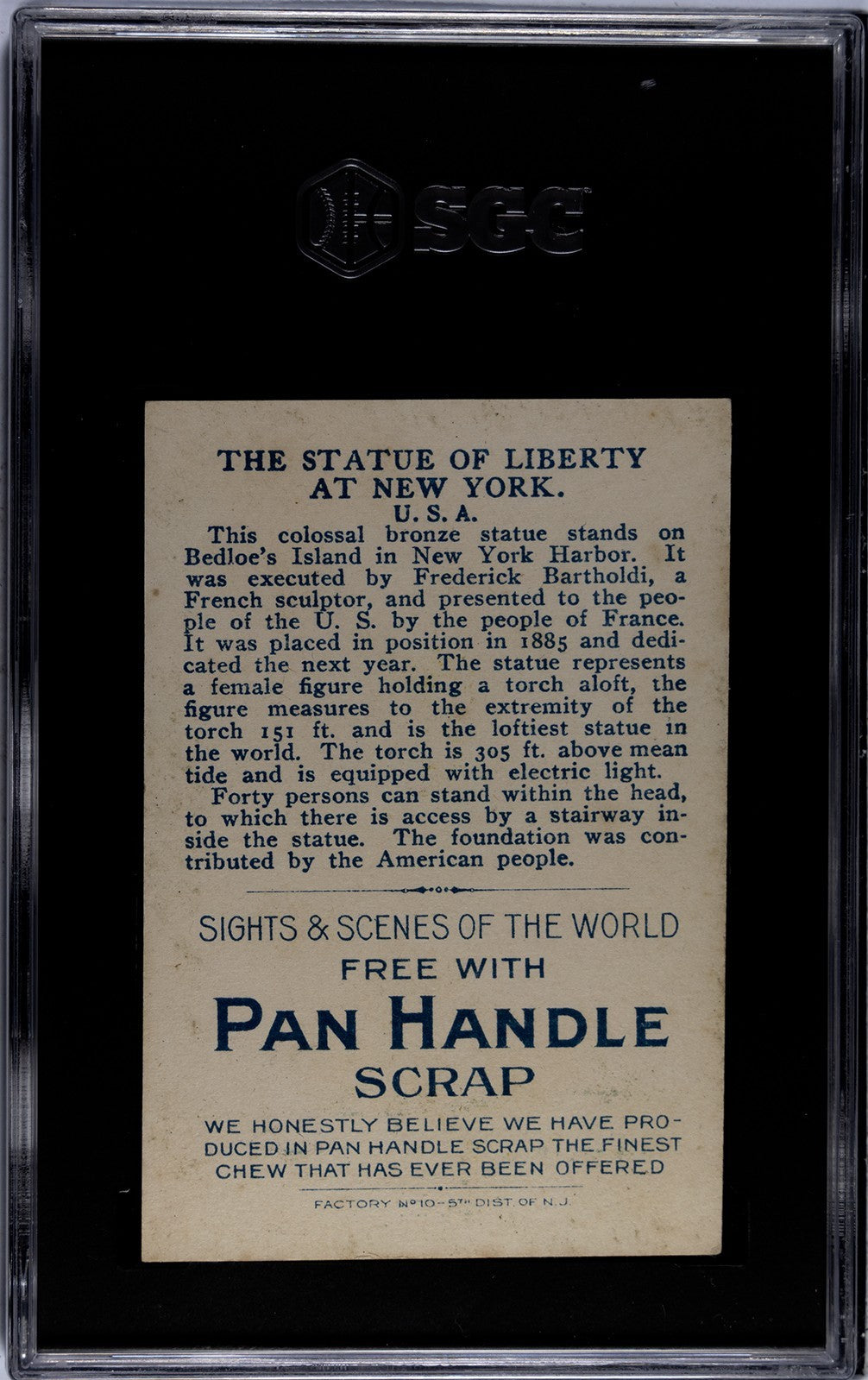 1911 Pan Handle T99 Sights & Scenes of the World STATUE OF LIBERTY (PSA 4 VG/EX)1
