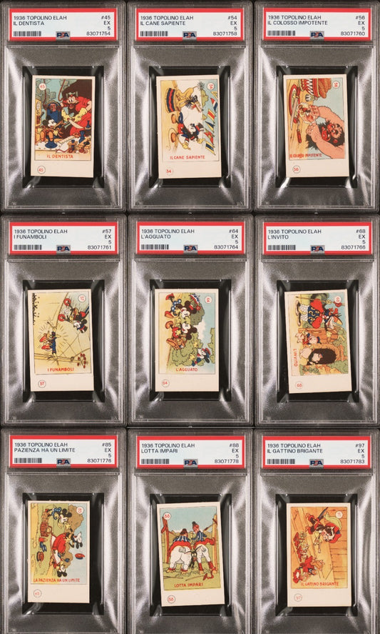 1936 Topolino Elah MICKEY MOUSE Cards Lot of NINE (PSA 5 EX) Early Disney0