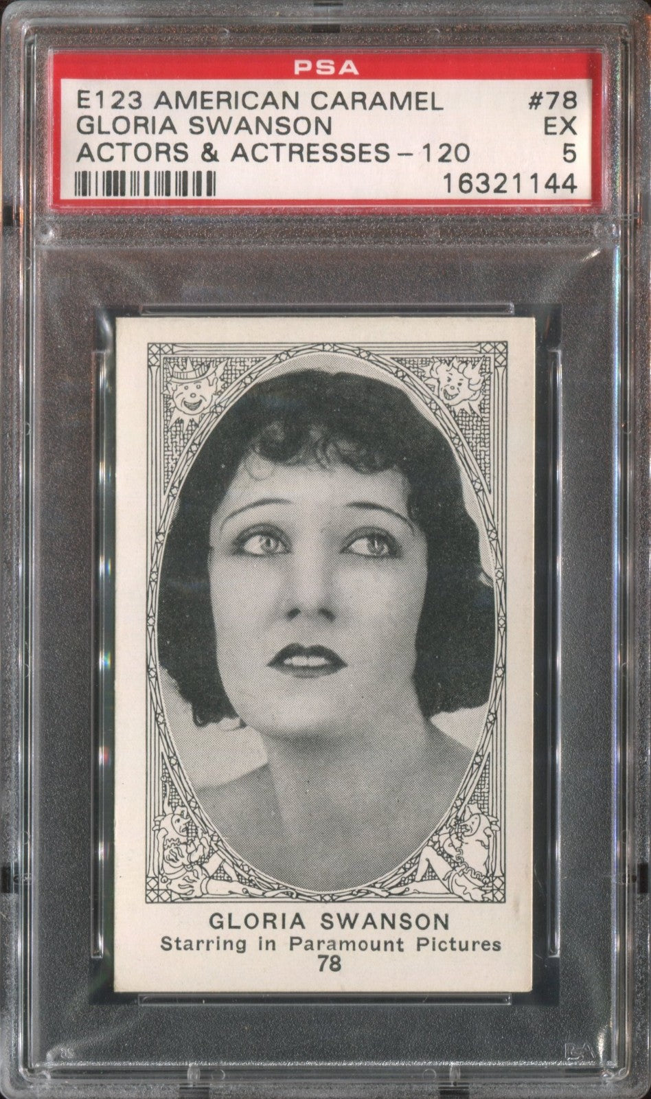 E123 American Caramel Actors & Actresses 120 back #78 (PSA 5 EX) Gloria Swanson0