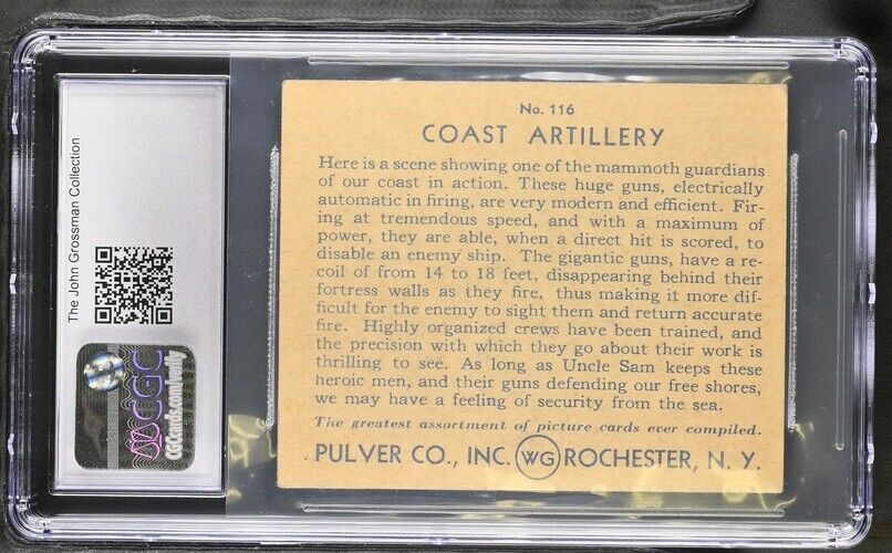 1935 R108 Pulver Co. Gum Pictures #116 Coast Artillery (CGC 5 EX)