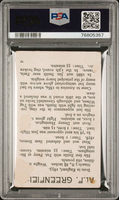 1887 Lorillards N269 Mechanics Delight Boxing Alf Greenfield (PSA 1 PR) 0 Higher1