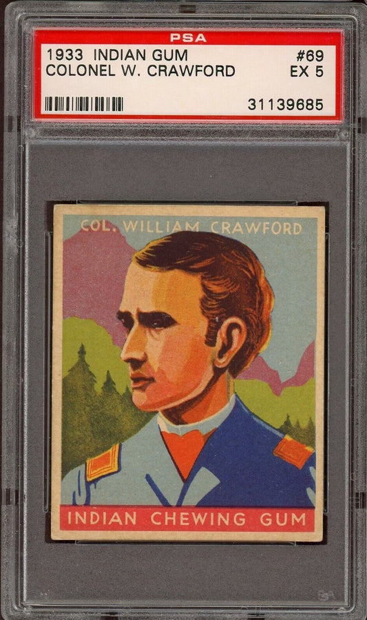 1933 Goudey Indian Gum (Series of 96) #69 Col. William Crawford (PSA 5 EX)