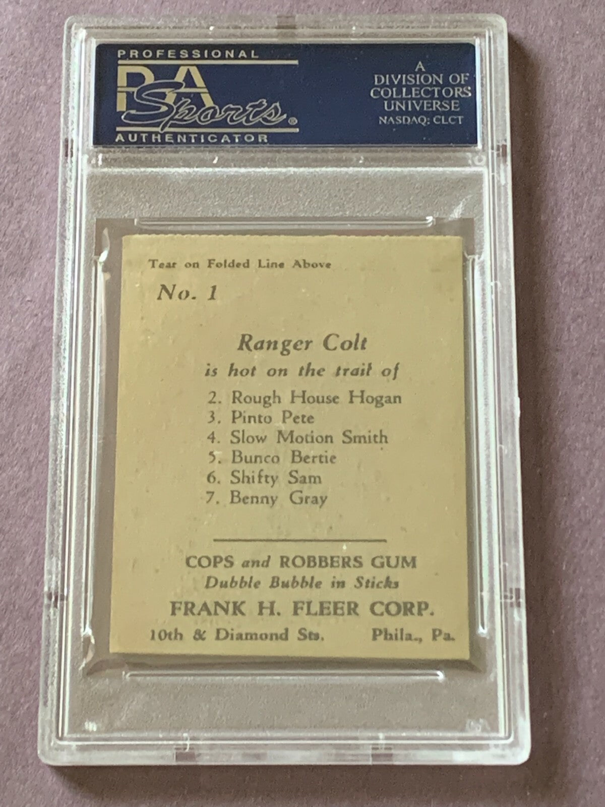 Cops & Robbers 1935 R36 Fleer RANGER COLT Red (PSA 5 EX) Scarce #1 Card!1