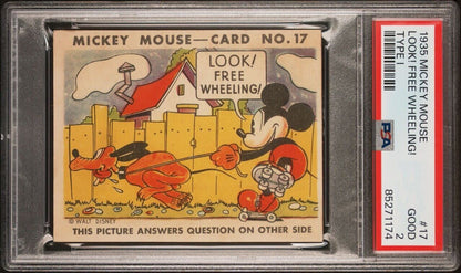 1935 R89 Mickey Mouse Gum Card #17 Look! Free Wheeling! (PSA 2 Good) Type I