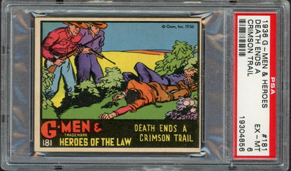 1936 Gum G-Men & Heroes of the Law #181 Death Ends a Crimson Trail (PSA 6 EX/MT)0