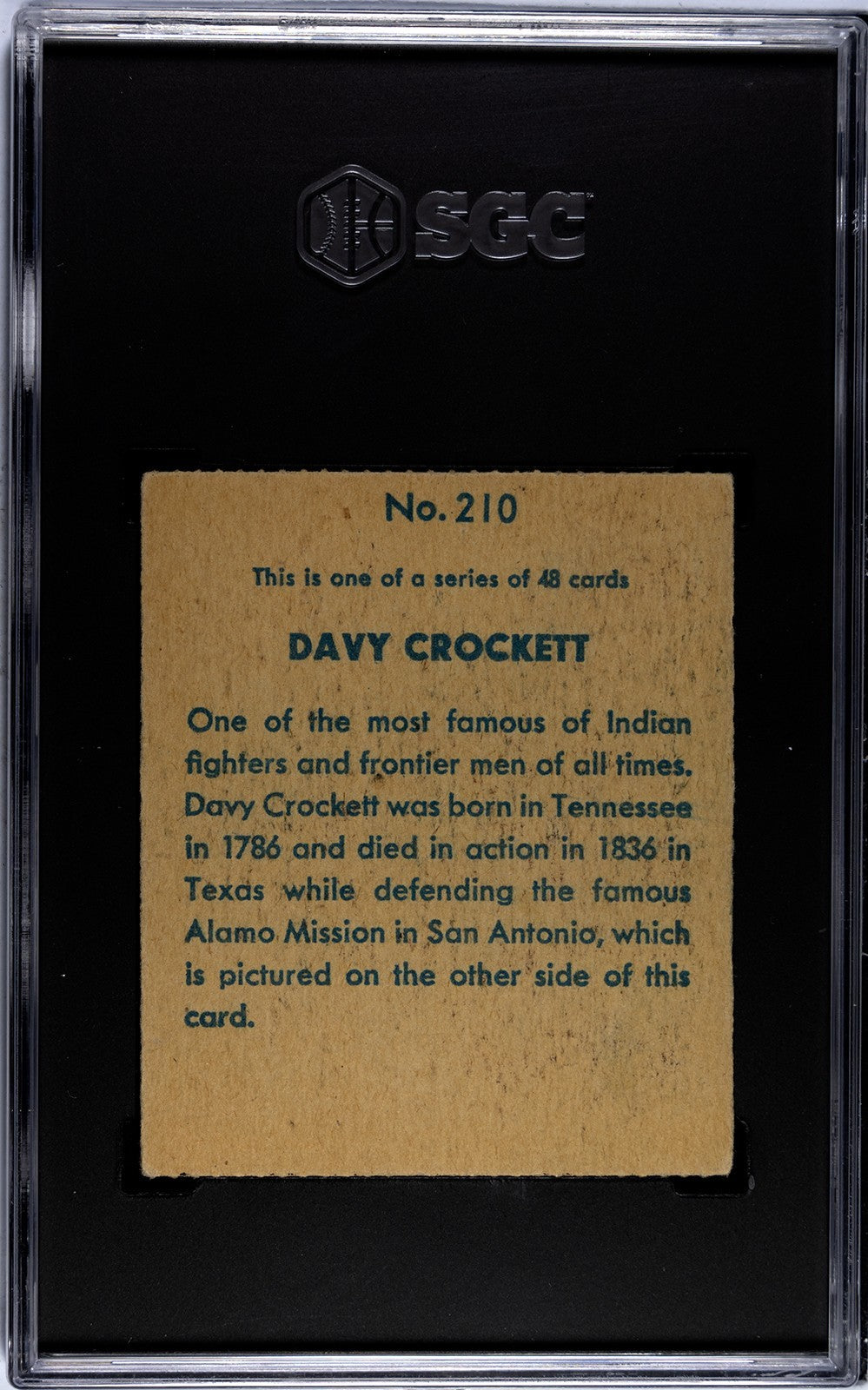 1933 R128 Western Series #10 Davy Crockett at the Alamo (SGC 5 EX)1