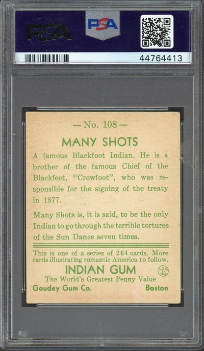 1933 Goudey INDIAN GUM (Series of 264) #108 Many Shots (PSA 4.5 VG/EX+)