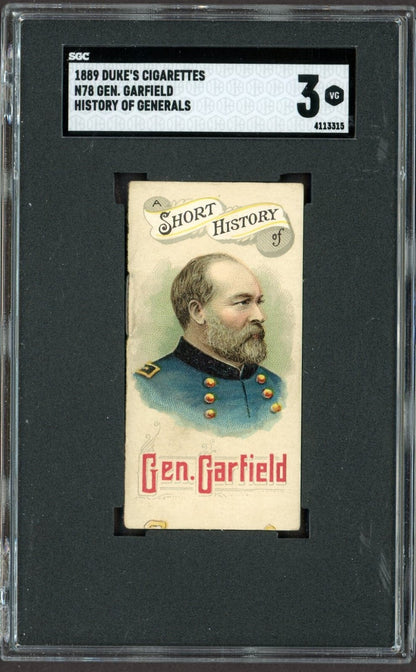 1889 N78 Duke's Cigarettes HISTORY OF GENERALS (SGC 3 VG) Gen. James A Garfield0