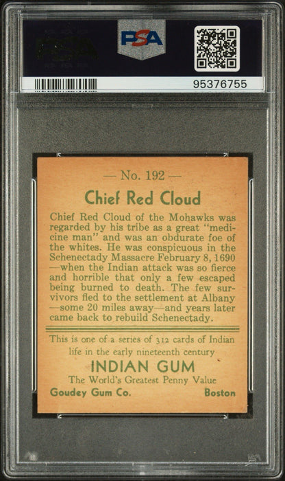 1933 Goudey Indian Gum (Series 312) #192 Chief Red Cloud (PSA 5 EX)1